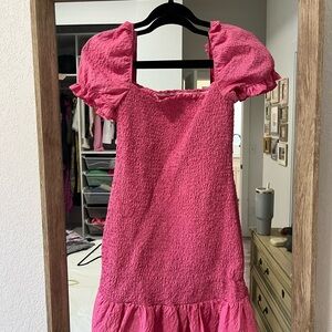 Zara Pink Ruffled Sundress with Puff Sleeves